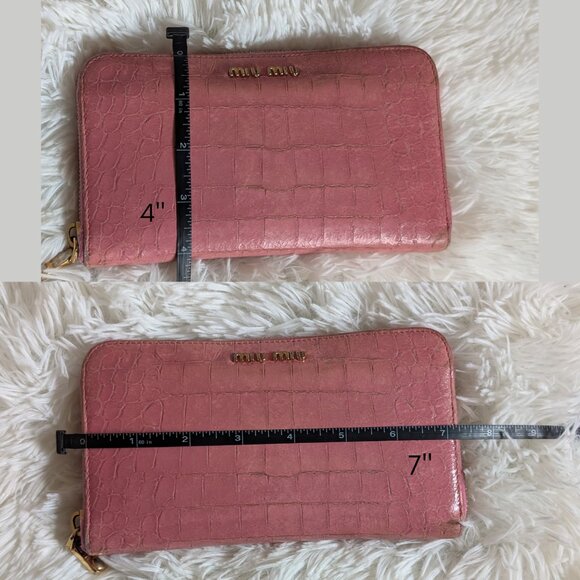 Miu Miu, Croc Embossed Leather Continental Wallet, Pink - Picture 12 of 12